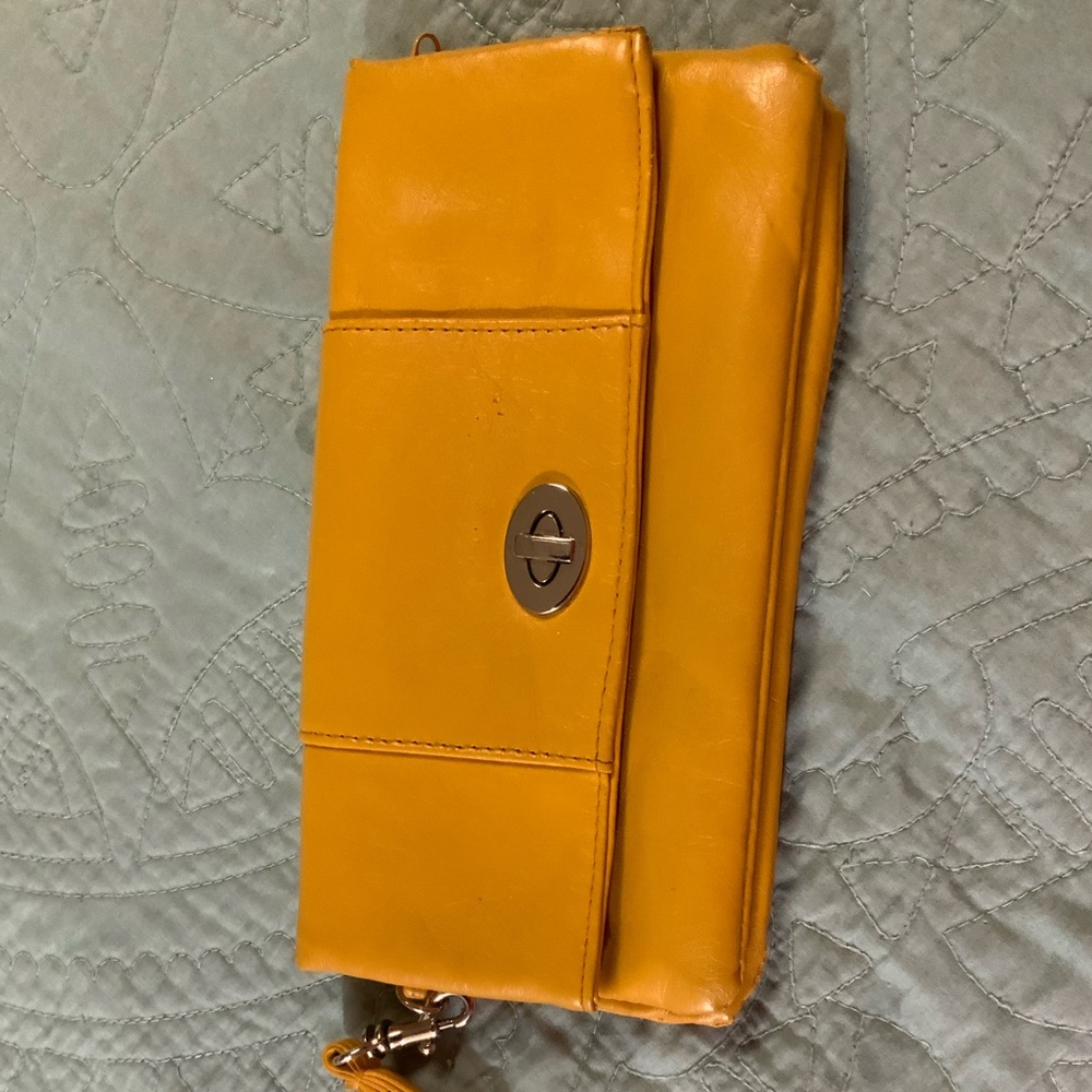 Stylish Yellow Leather Clutch